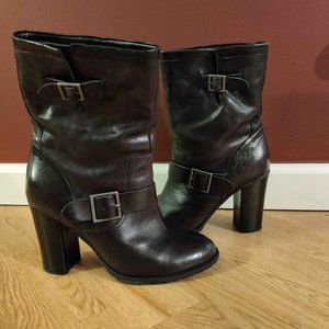 Adam Tucker black leather moto boot, sz 9